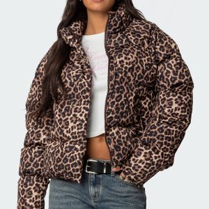 Dalya Leopard Printed Puffer Jacket