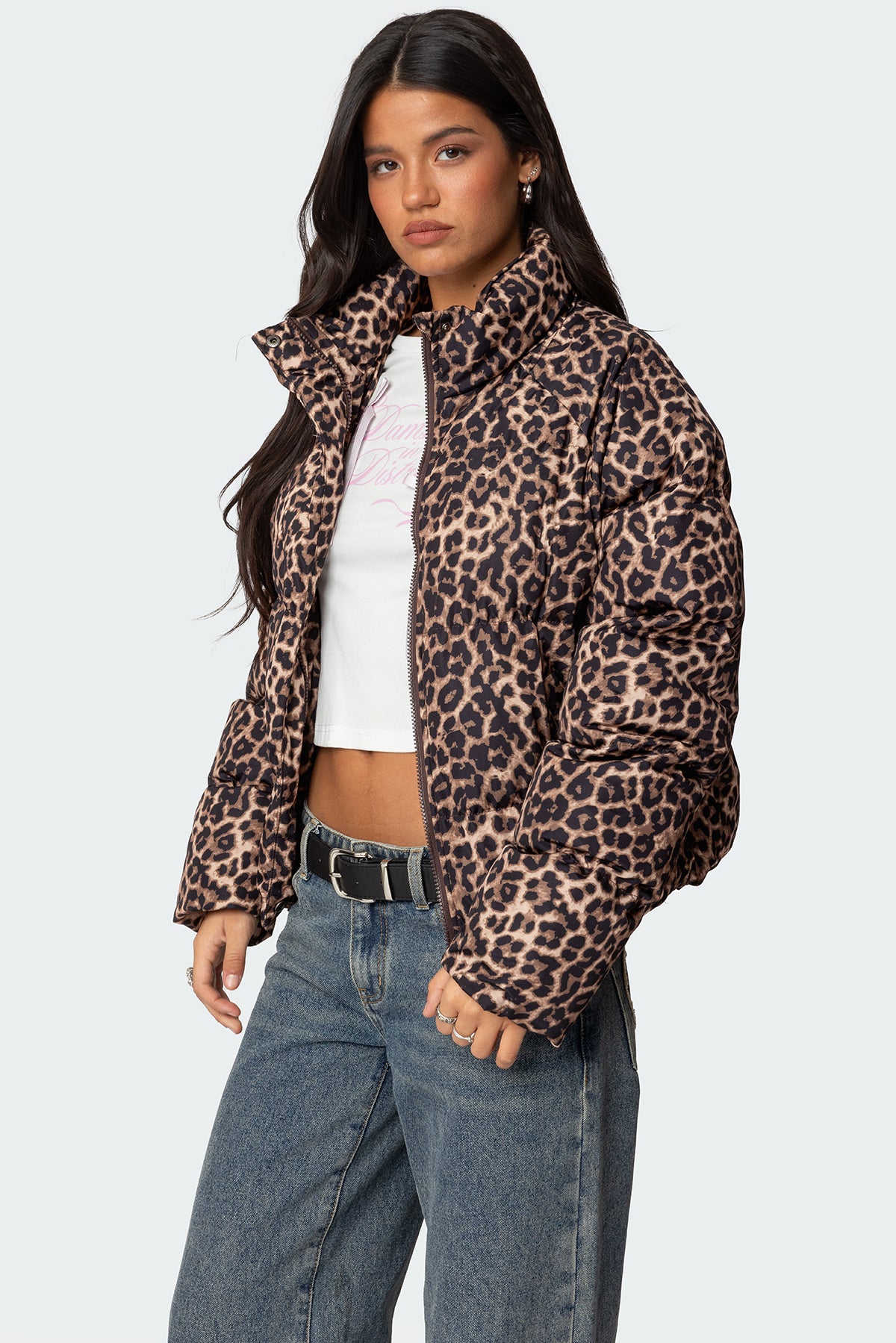 Dalya Leopard Printed Puffer Jacket - Image 3