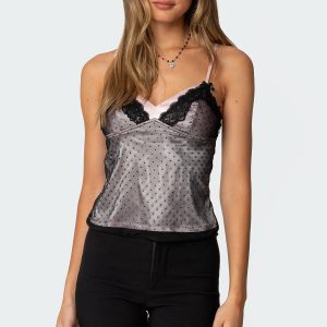 Janie Layered Polka Dot Mesh Top