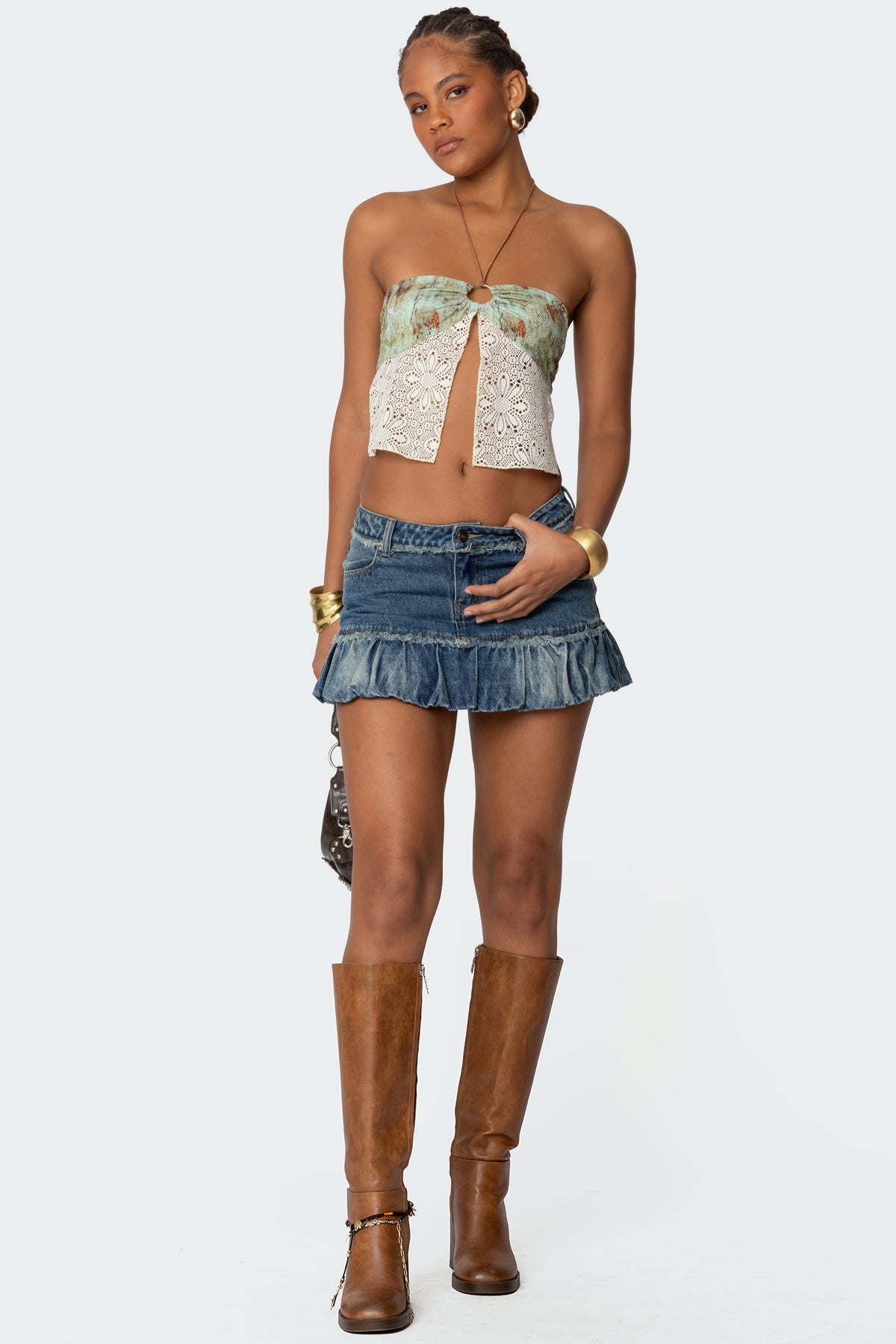 Kloe Backless Crochet Split Front Top - Image 2
