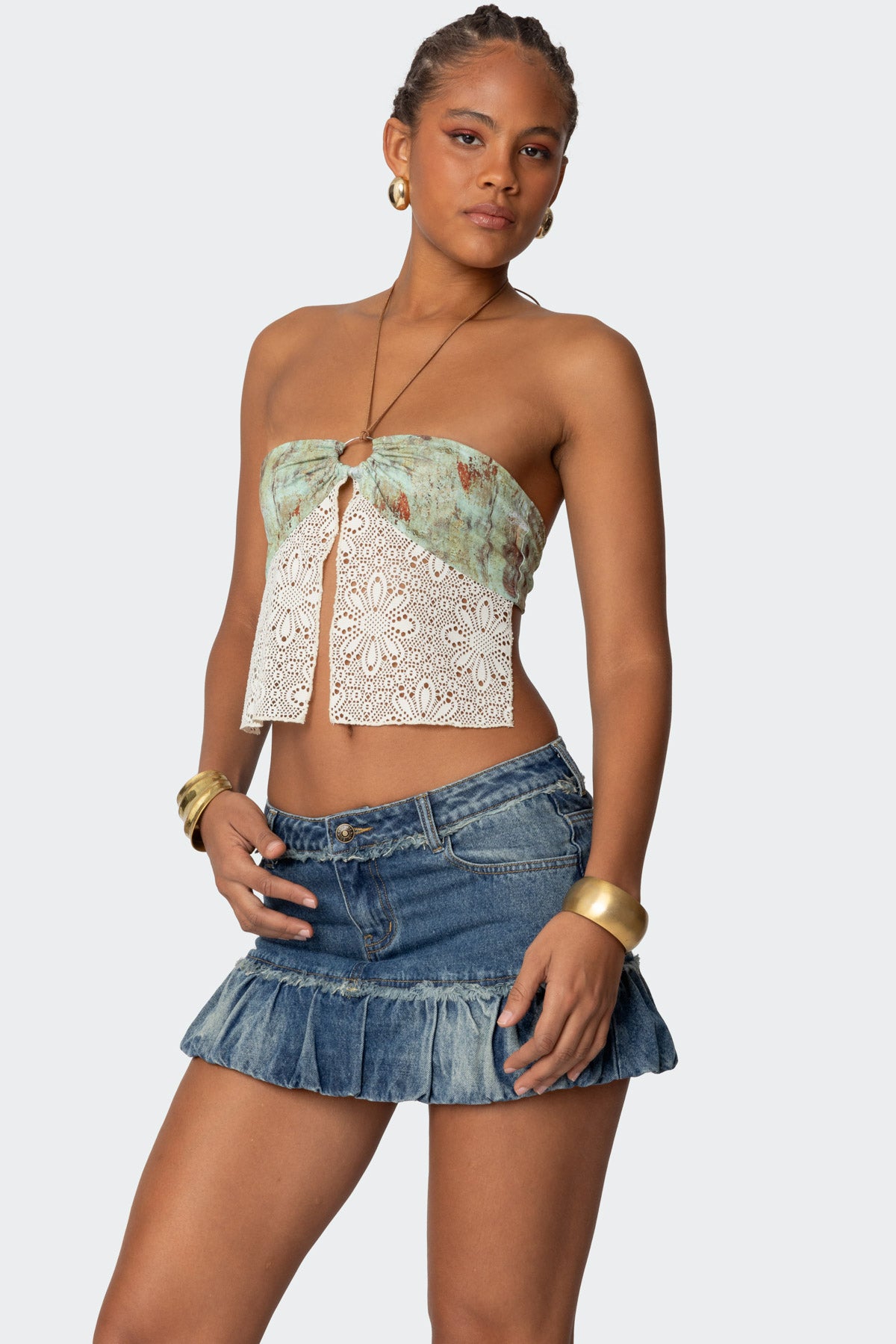 Kloe Backless Crochet Split Front Top - Image 3