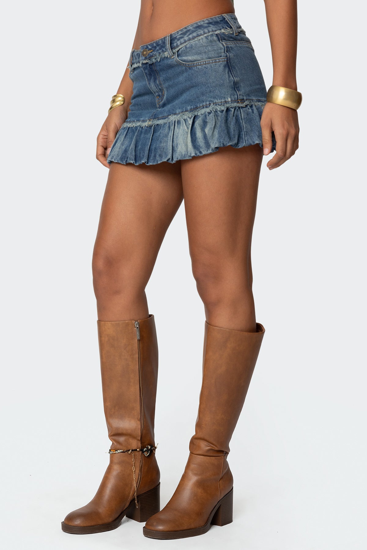 Bubble Hem Denim Mini Skirt - Image 4