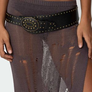 Studded Faux Leather Western Belt