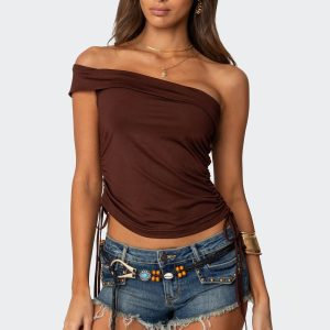 Yafa Asymmetric Off Shoulder Top