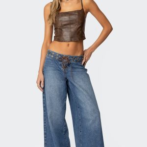 Stud & Grommet Low Rise Jeans