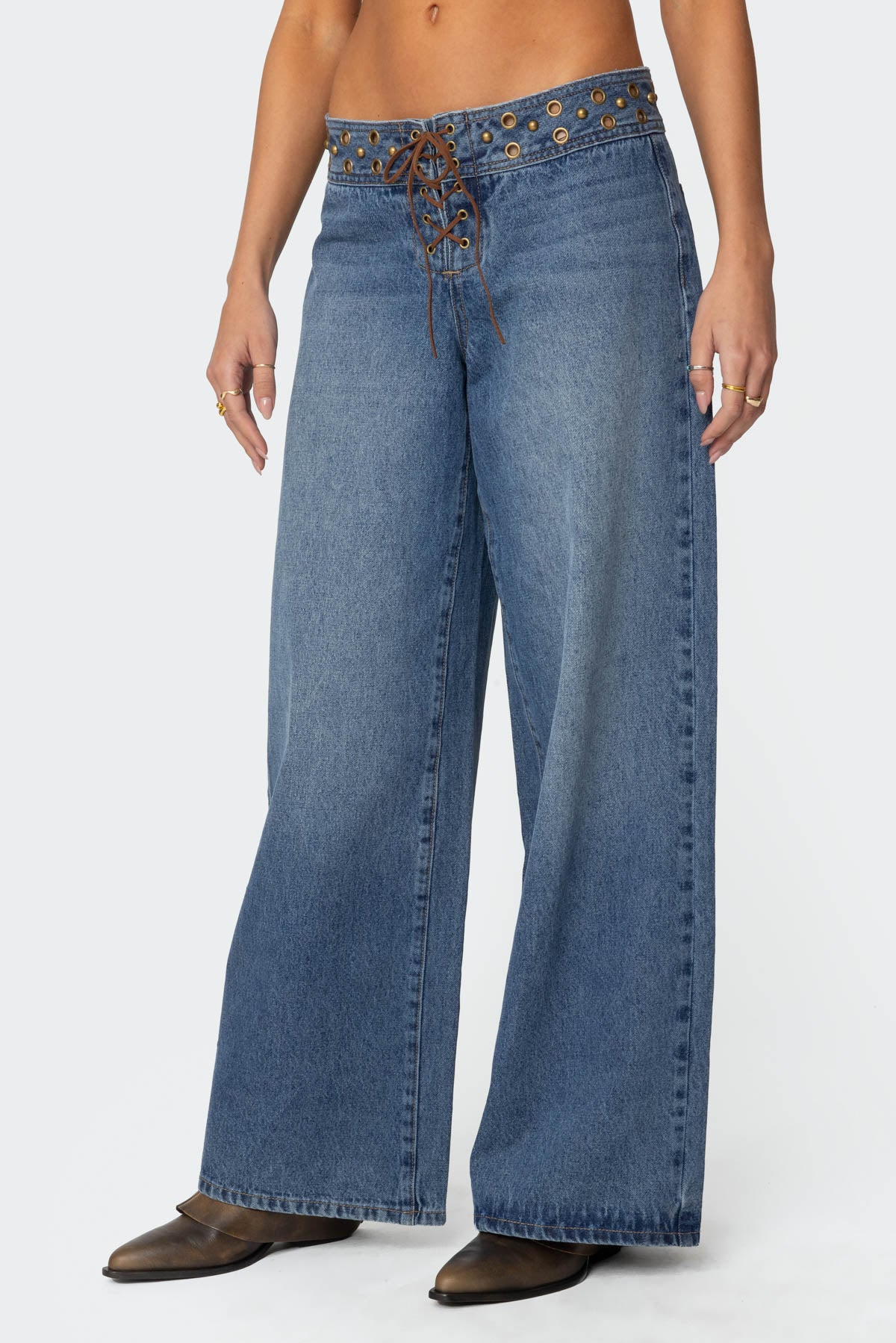 Stud & Grommet Low Rise Jeans - Image 3