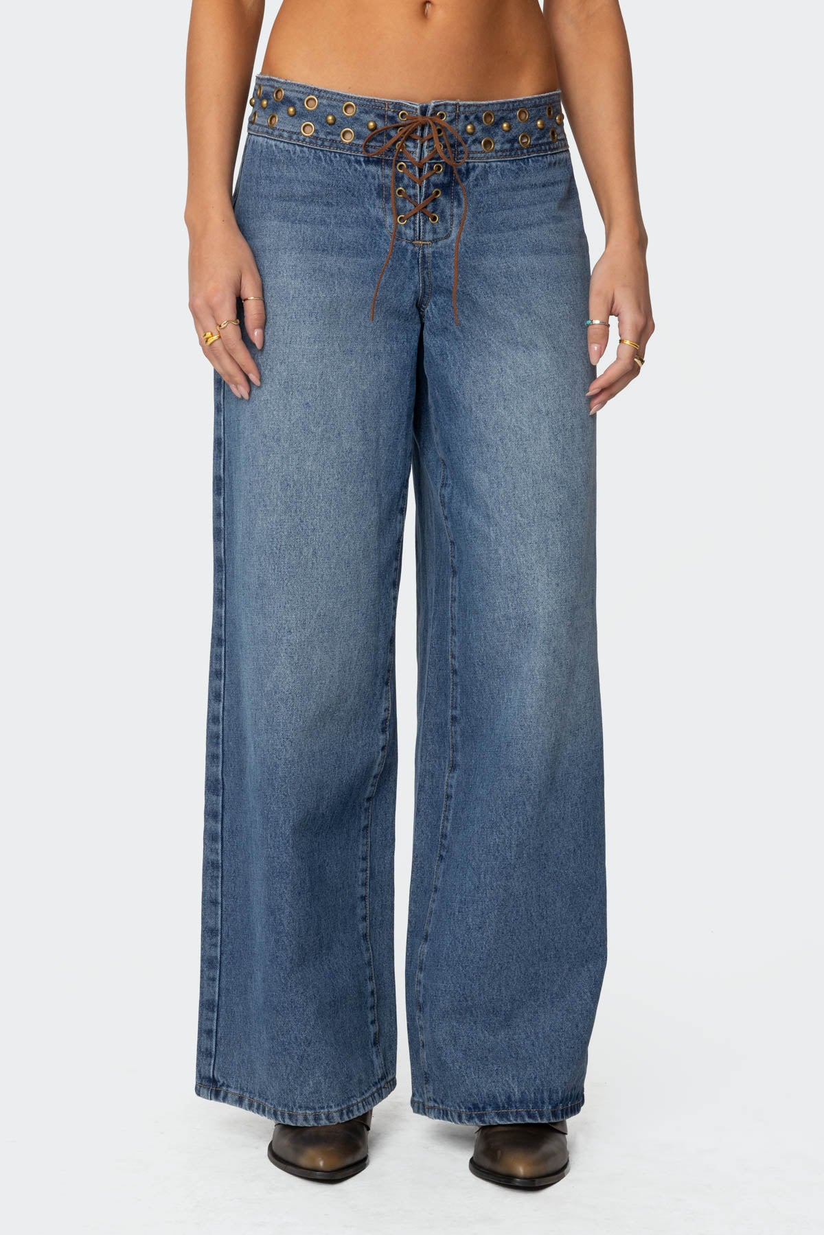 Stud & Grommet Low Rise Jeans - Image 2