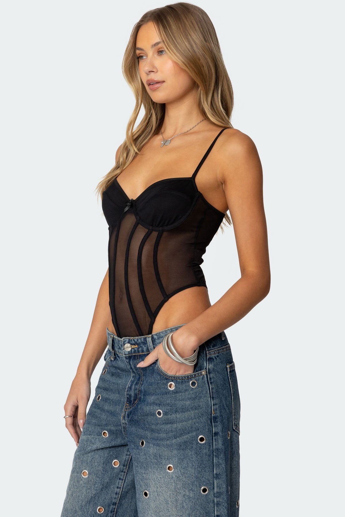 Jenia Sheer Mesh Cupped Bodysuit - Image 3