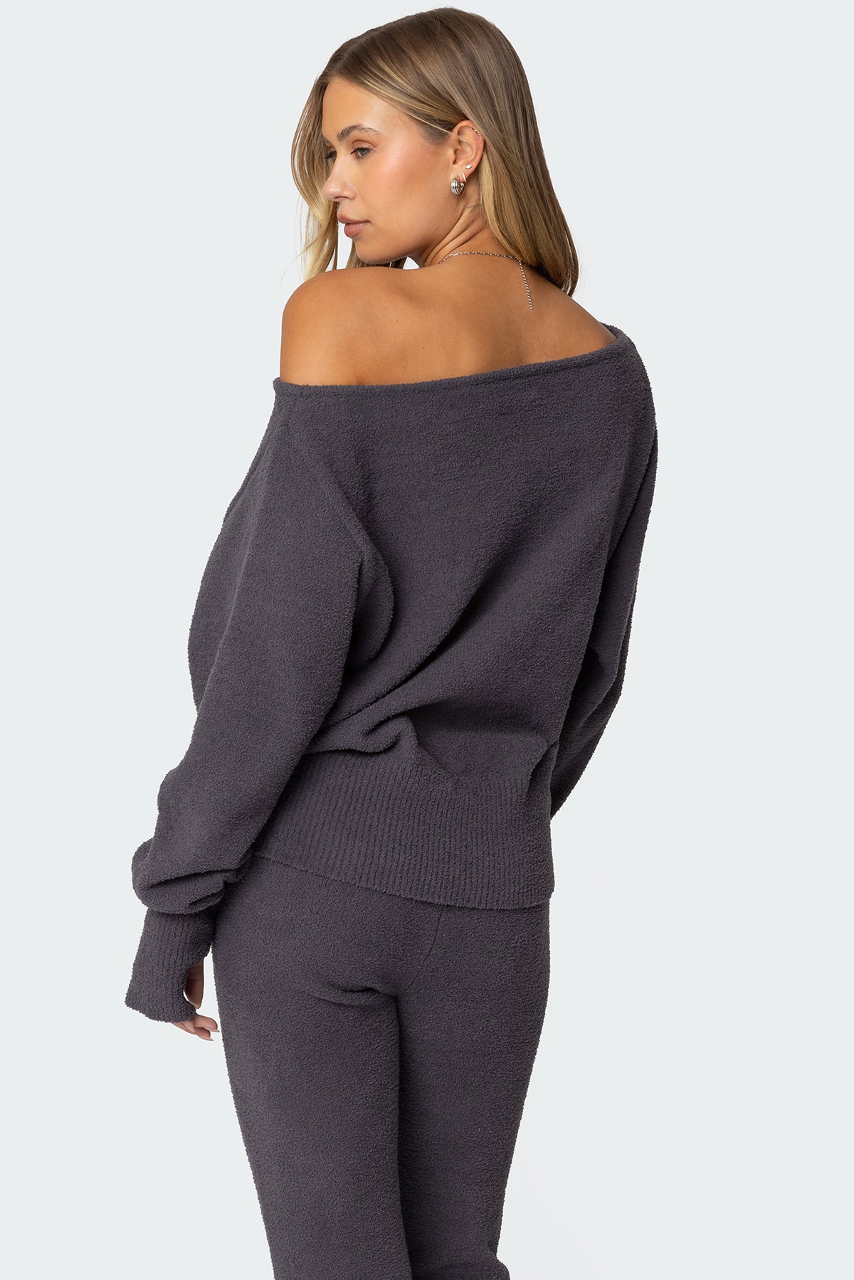 Plush Oversized Asymmetric Sweater - Image 4