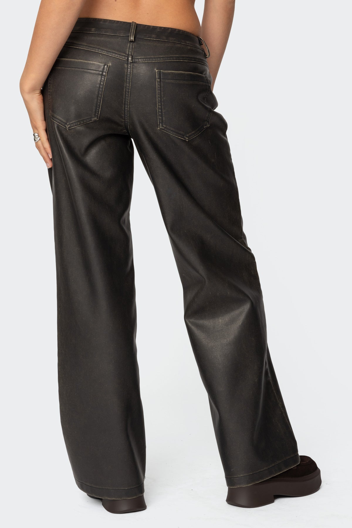 Vintage Washed Faux Leather Pants - Image 5