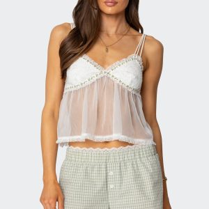 Sheer Lacey Babydoll Tank Top