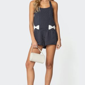 Lena Polka Dot Halter Neck Romper