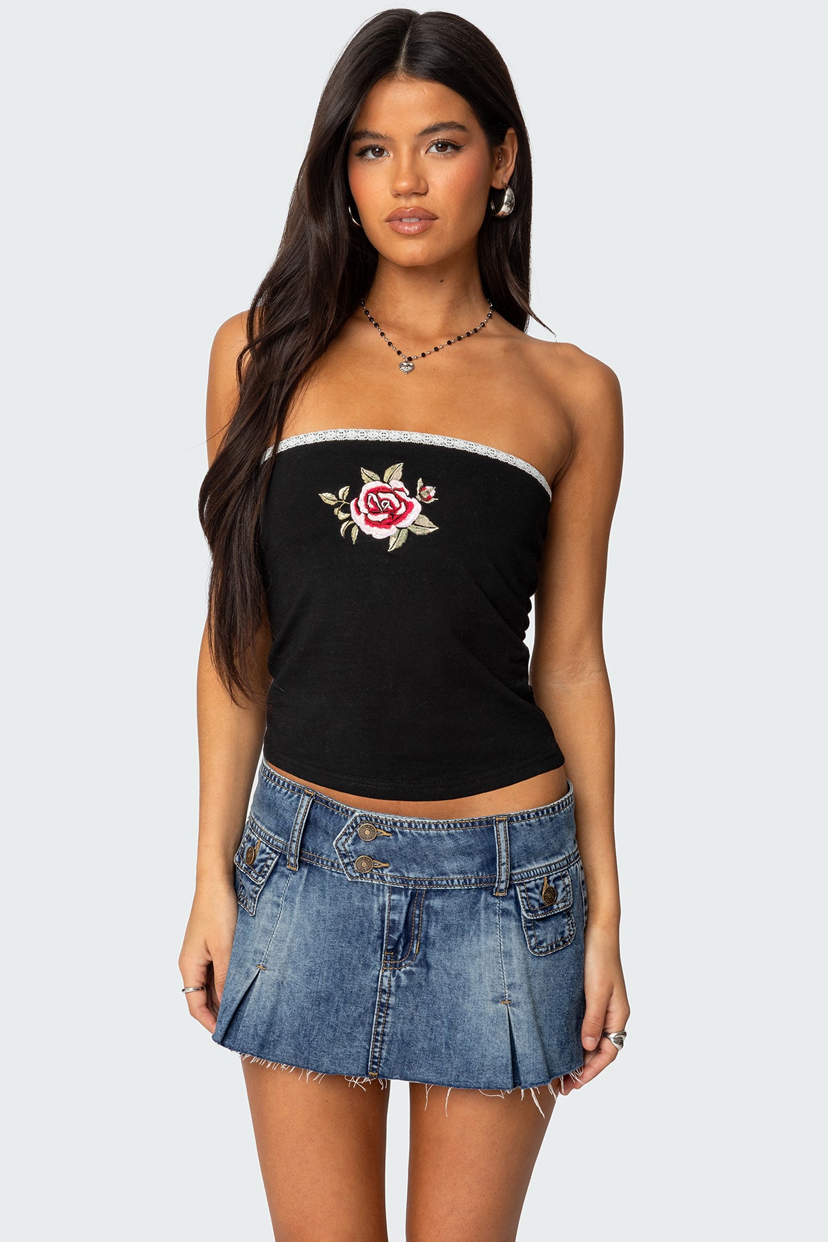 Enora Embroidered Rose Tube Top - Image 3