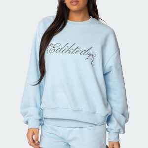 Super Edikted Rhinestone Oversized Sweatshirt