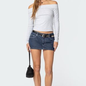 Neria Pinstripe Denim Micro Skort