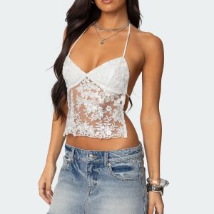 Nyx Backless Sheer Lace Top