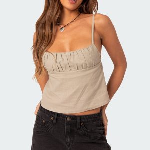 Linen Look Open Back Top