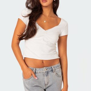 Ava V Neck Ruched Top