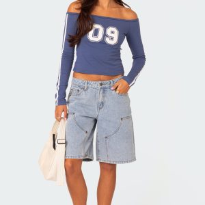 Jacqui Low Rise Denim Bermuda Shorts