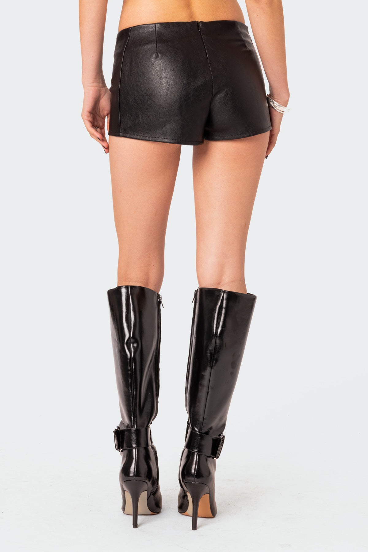 Wilde Lace Up Faux Leather Shorts - Image 5