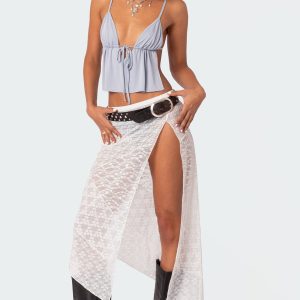 Sheer Patchwork Lace Maxi Skirt