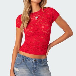 Kaori Sheer Lace T Shirt