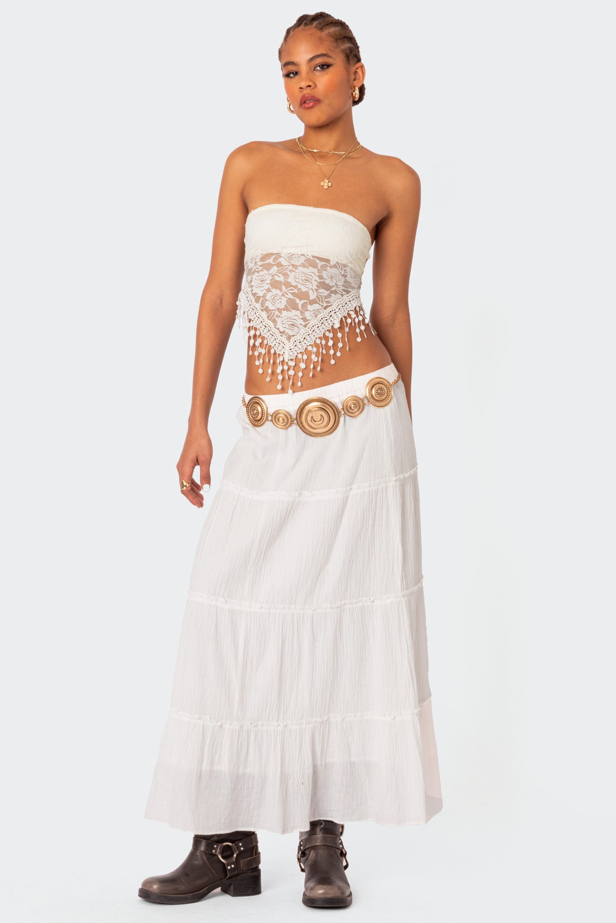 India Sheer Lace Strapless Top - Image 4