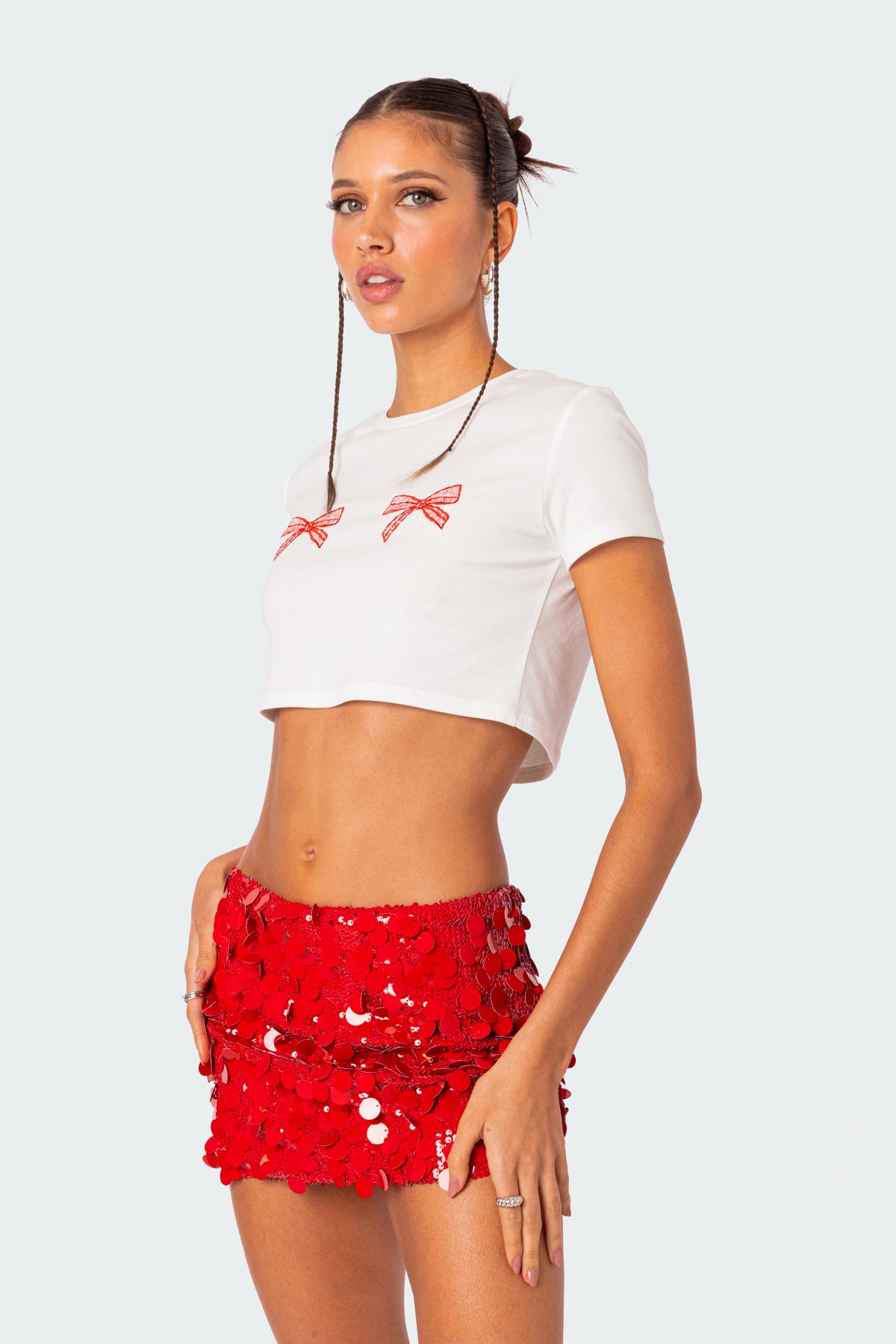 Bowie Embroidered Cropped T Shirt - Image 3