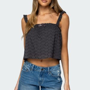 Tami Eyelet Ruffle Tank Top