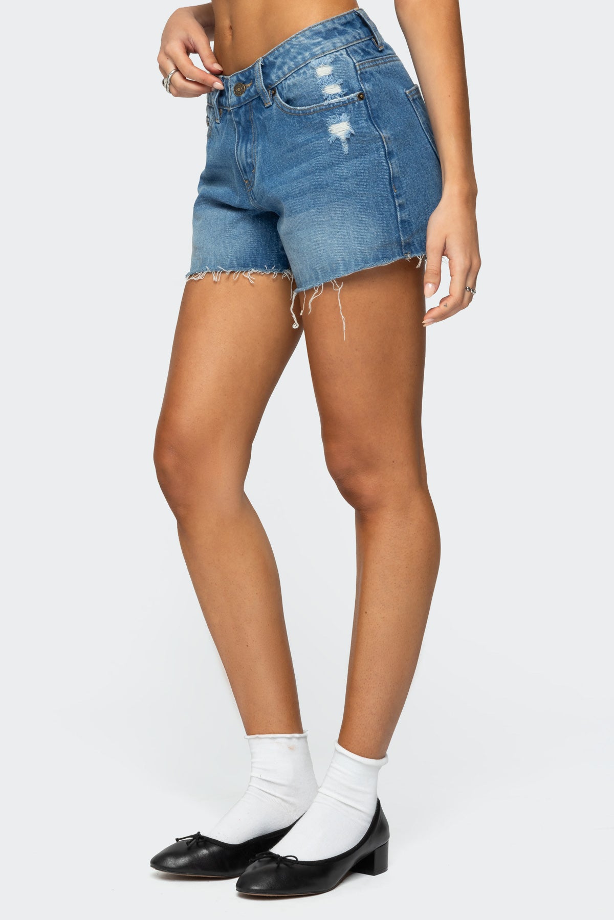 Scottie Low Rise Denim Shorts - Image 3