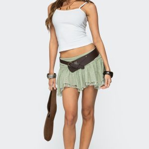 Asymmetric Layered Lace Mesh Mini Skort