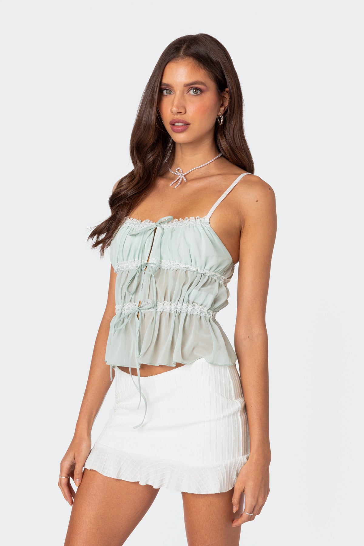 Addy Tie Front Sheer Chiffon Top - Image 3