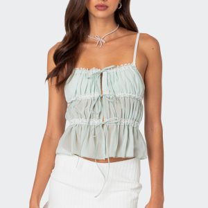 Addy Tie Front Sheer Chiffon Top