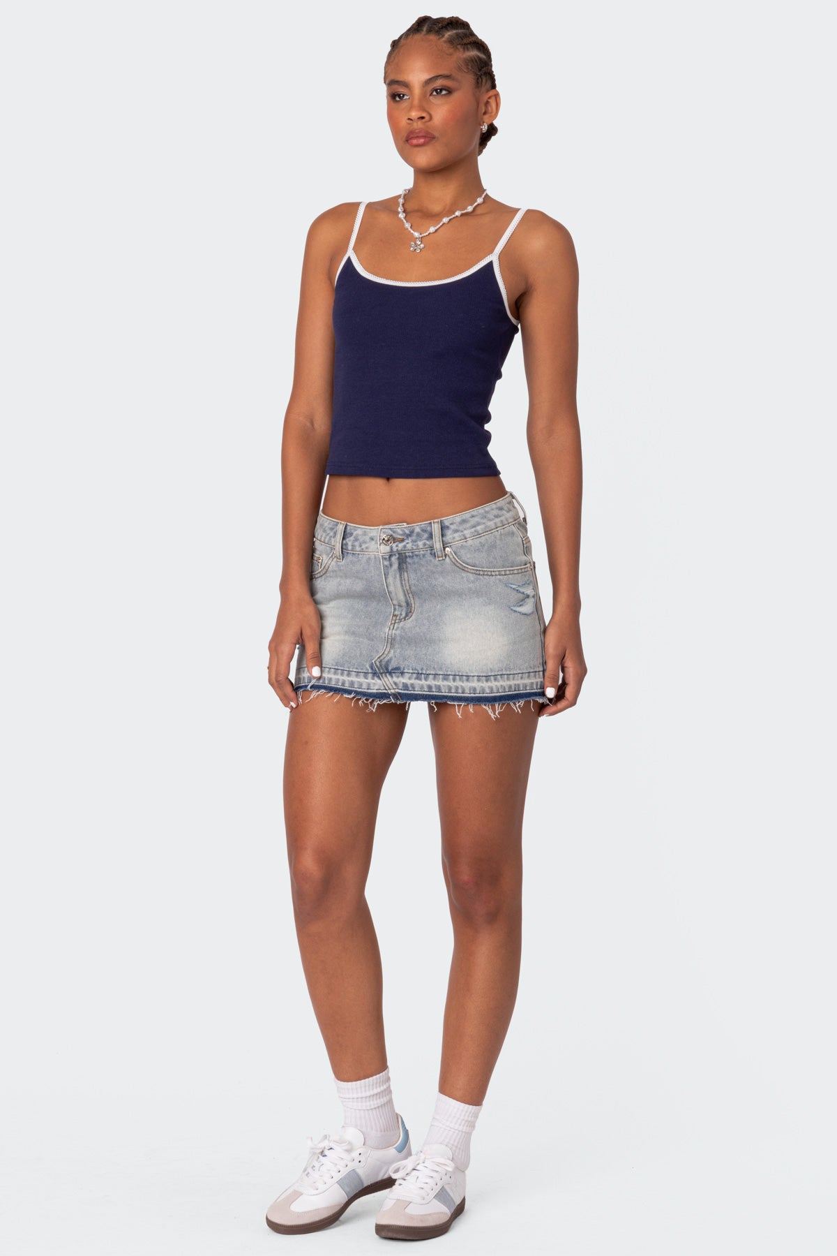 Priyanka Distressed Denim Mini Skirt - Image 3