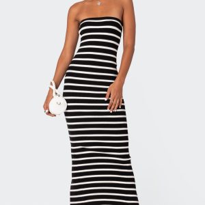Knit Back Slitted Maxi Dress