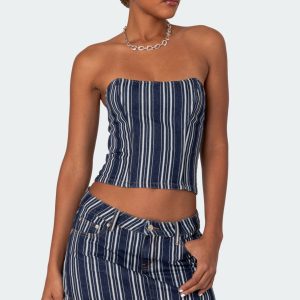 Inez Striped Denim Corset
