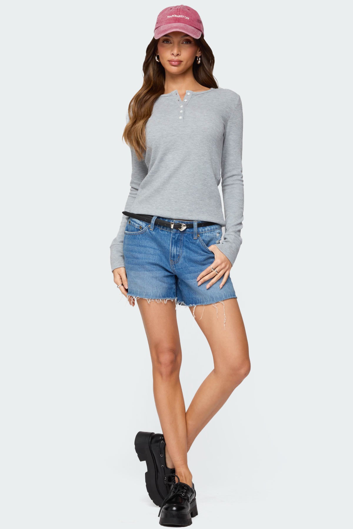 Helaine Waffle Henley T Shirt - Image 2