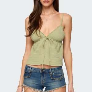 Brianne Textured Babydoll Tank Top