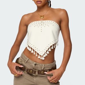 Stud & Tassel Handkerchief Top