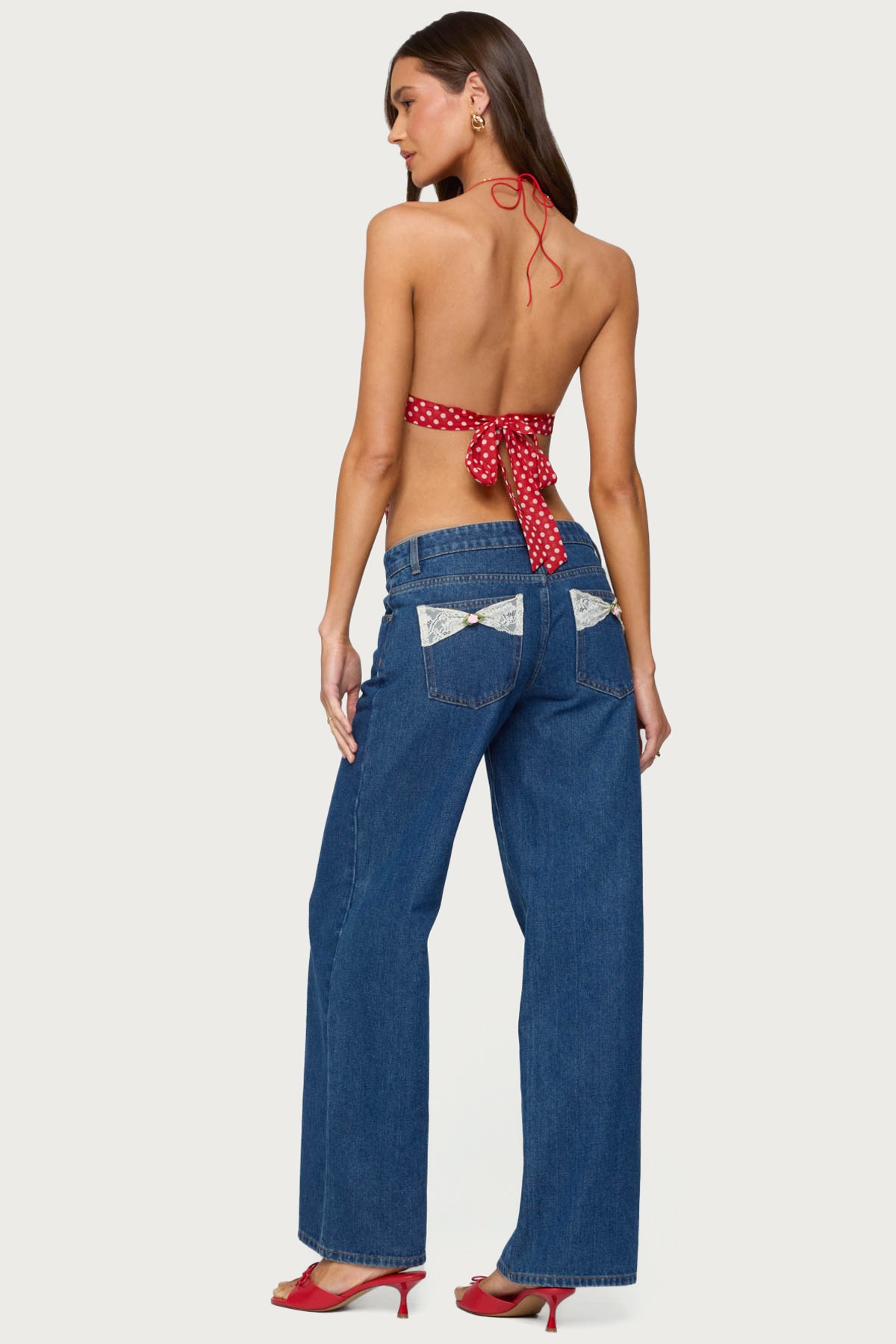 Polka Dot Backless Chiffon Top - Image 6