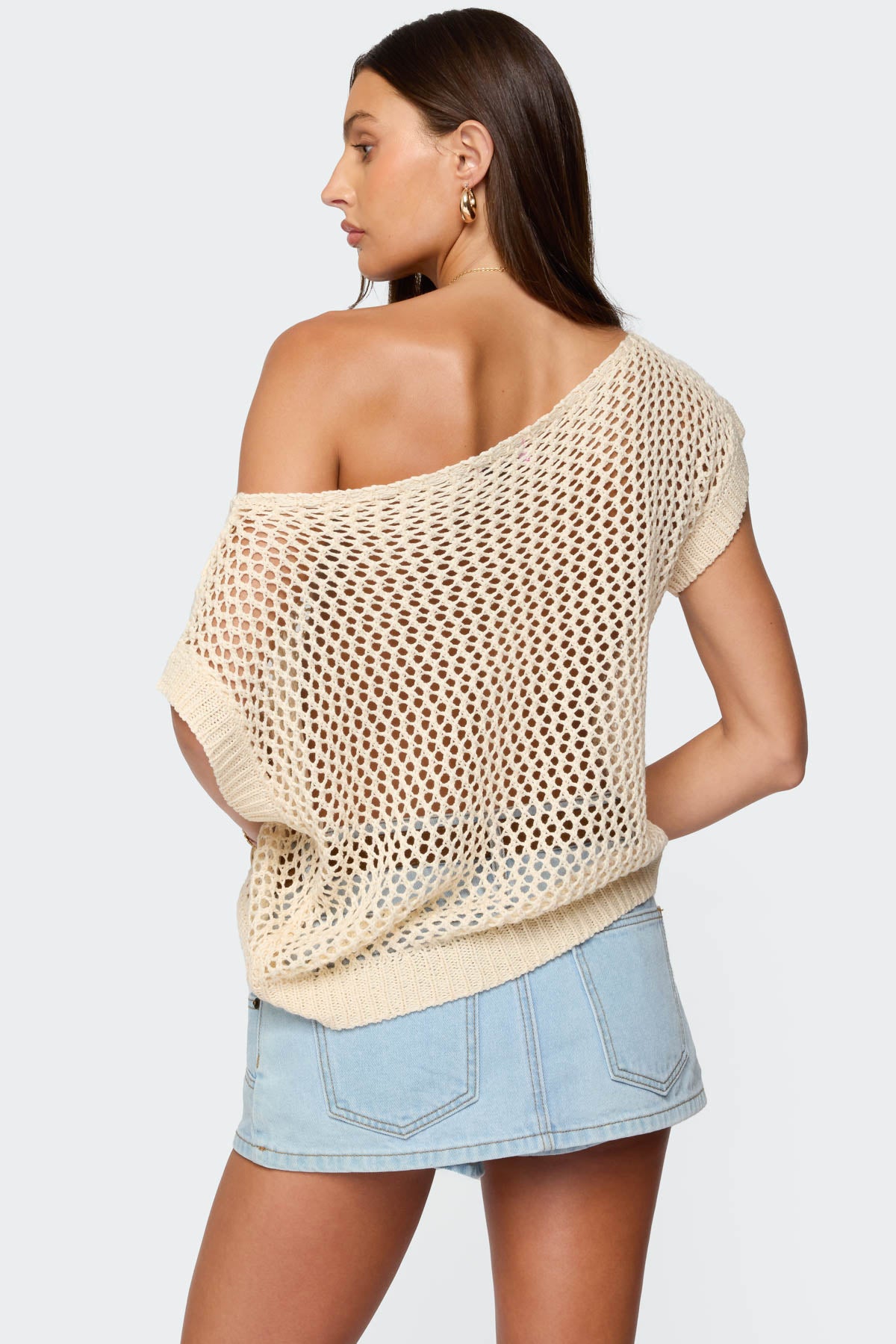 Trix Off Shoulder Open Knit Top - Image 6