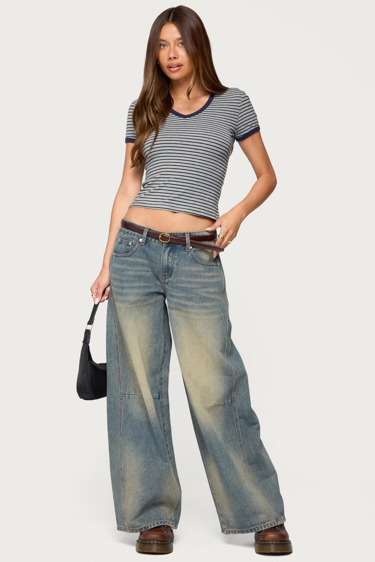 Fawn Striped V Neck T Shirt - Image 2