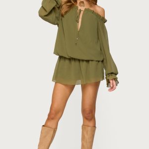 Delphine Off Shoulder Chiffon Romper