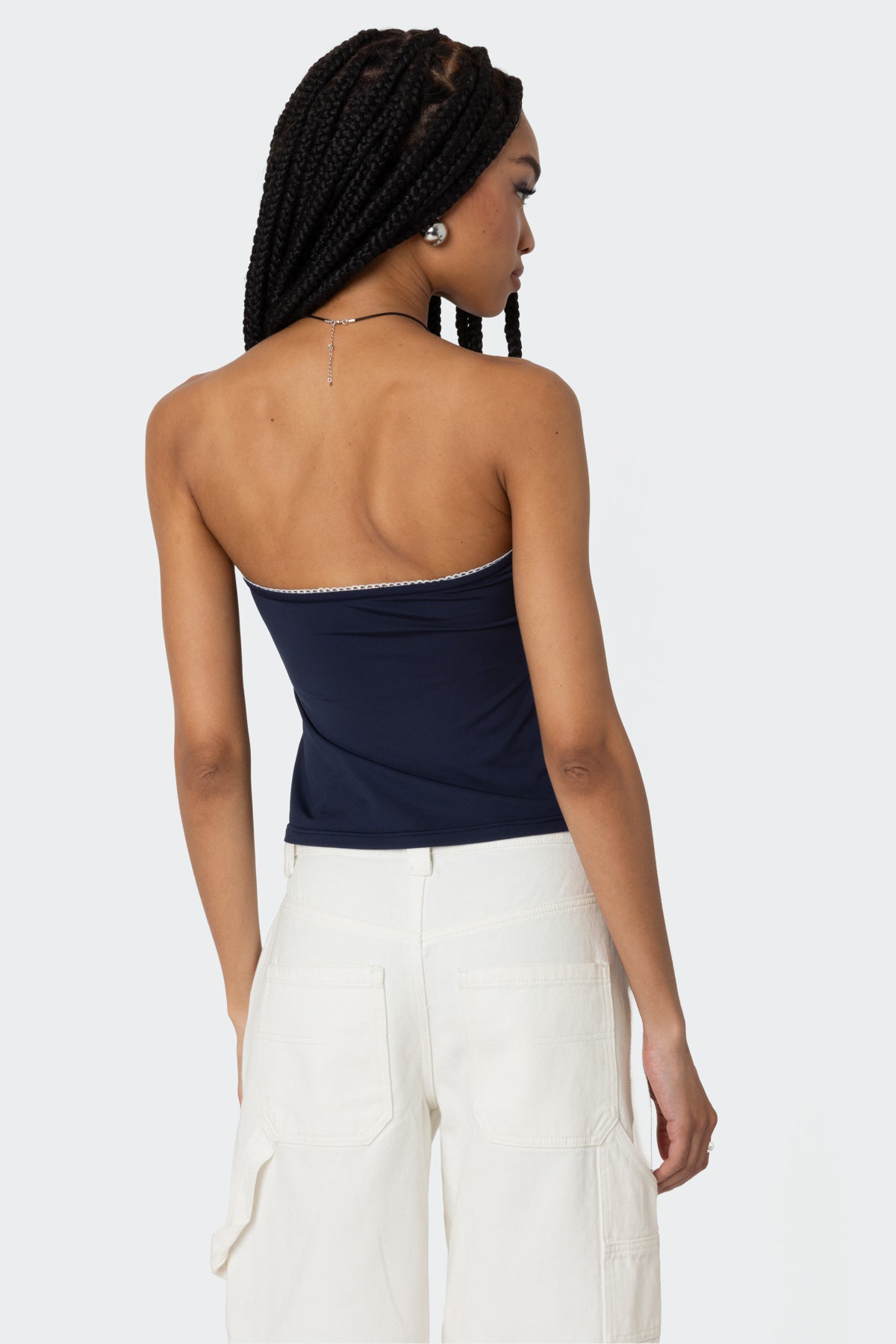 Lace Trim Split Front Tube Top - Image 4