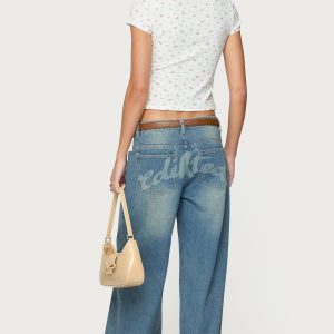 Graphic Vintage Washed Low Rise Jeans