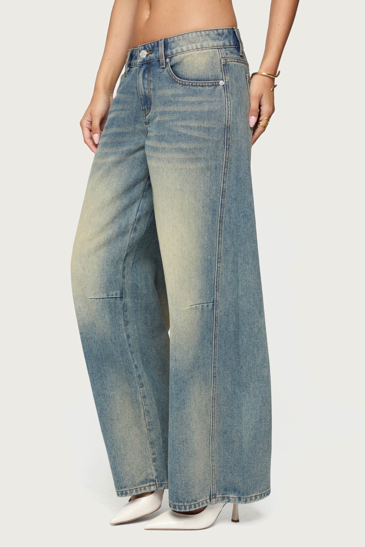 Washed Low Rise Baggy Jeans - Image 4