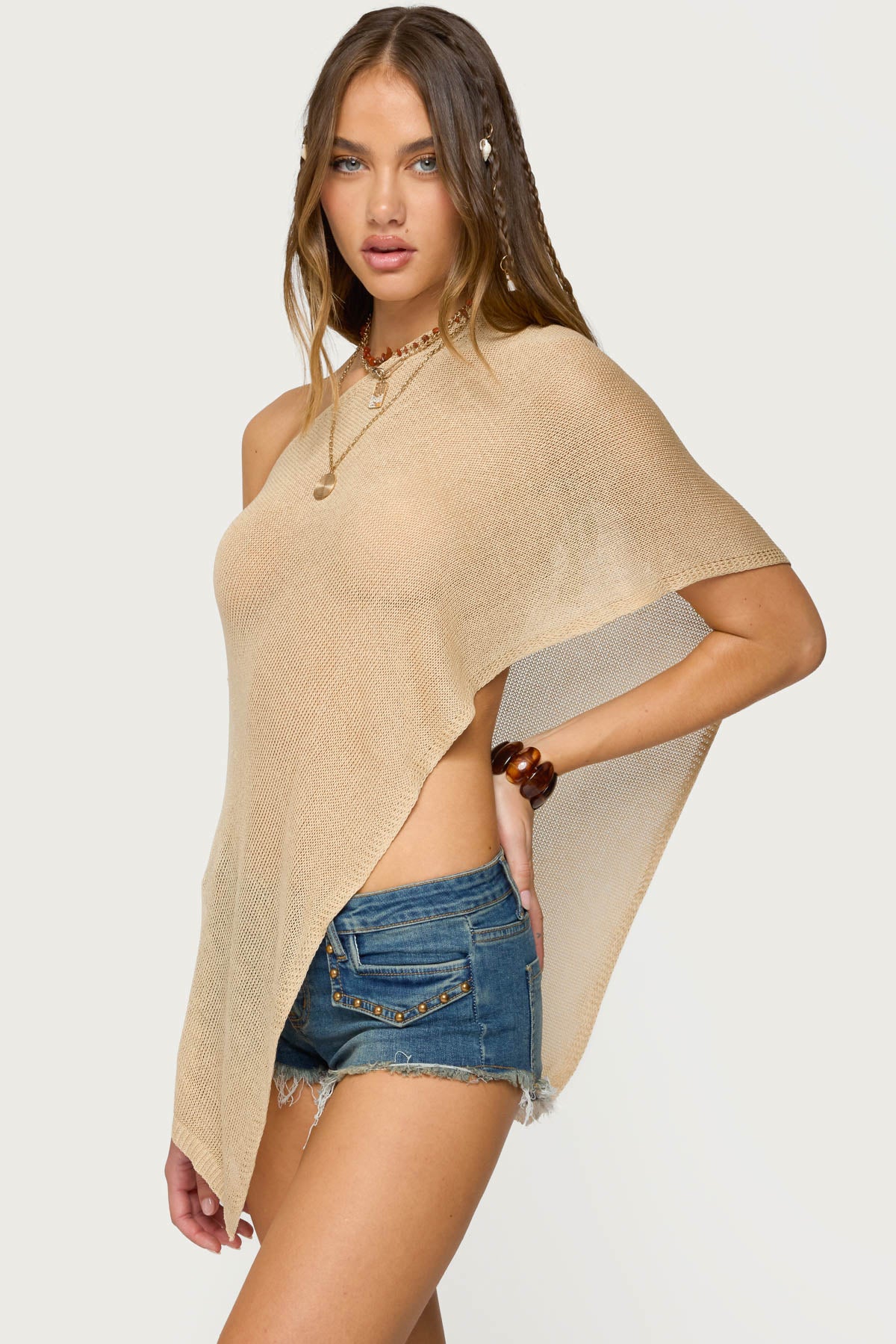Azalia Asymmetric Knit Poncho - Image 3