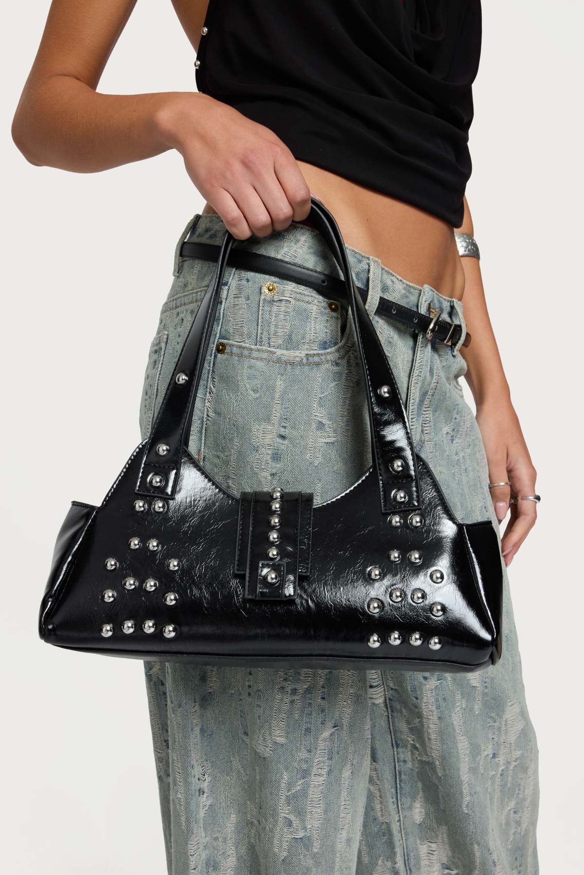 Studded Faux Leather Bag