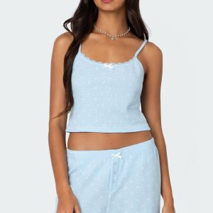 Petal Printed Waffle Tank Top