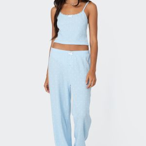 Petal Printed Waffle Pants